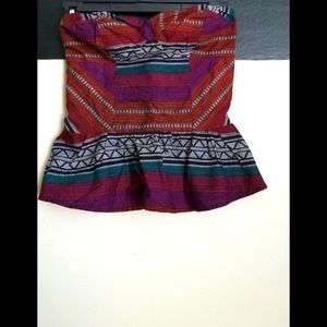 🆕️ LISTING!! NWOT TRIBAL PRINT STRAPLESS PEPLUM BUSTIER TOP